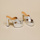 Jonak - Jackie Mules Raphia/Metallic - Plata