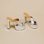 Mules Jackie Raphia/Metallise - Argent