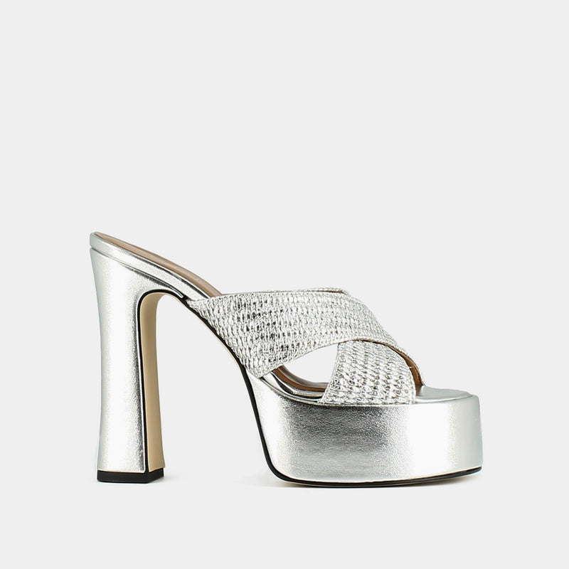 Jonak - Jackie Mules Raphia/Metallic - Plata