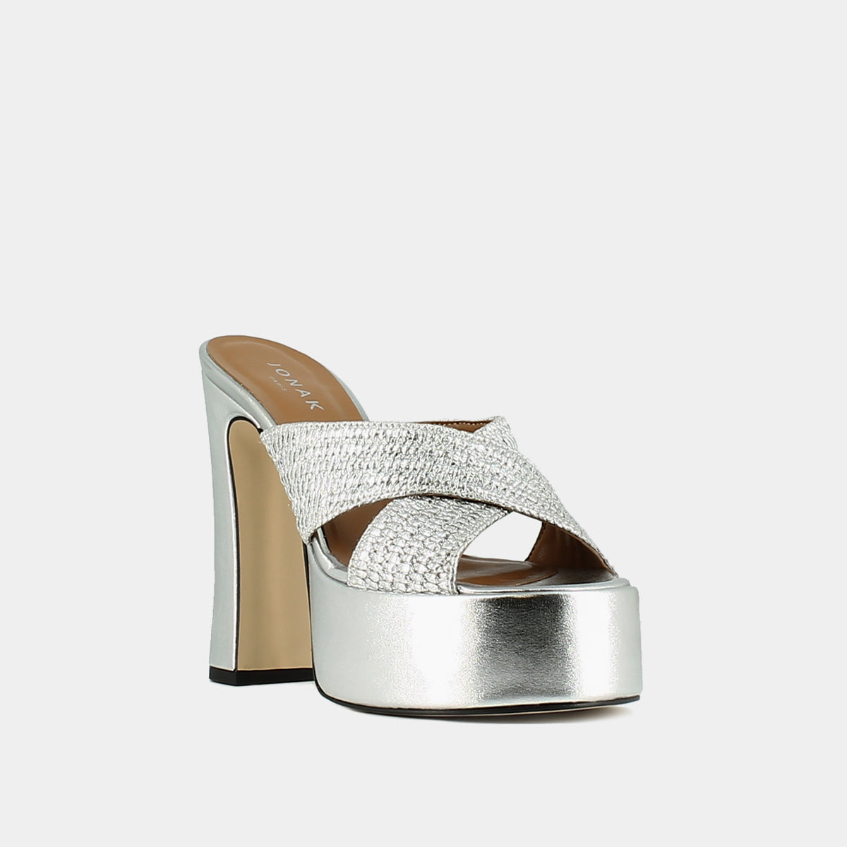 Mules Jackie Raphia/Metallise - Argent