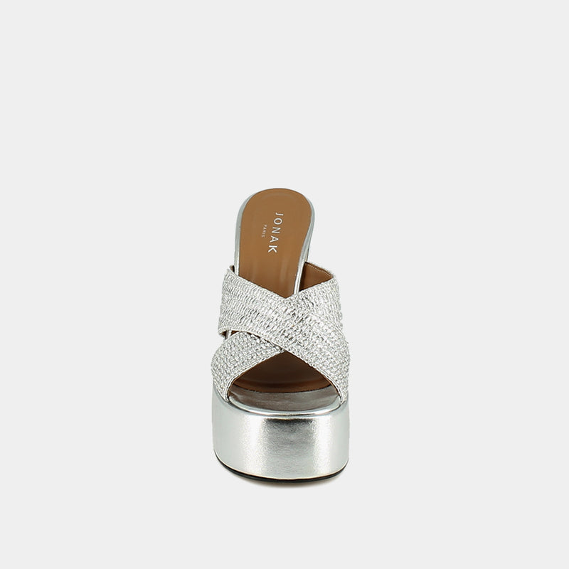 Jonak - Jackie Mules Raphia/Metallic - Plata