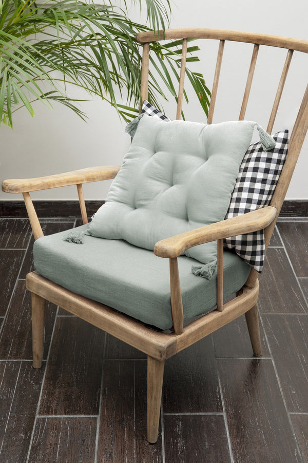 Gaïa - Coussin Capitonné 5 Pts - Double Gaze De Coton - Eucalyptus