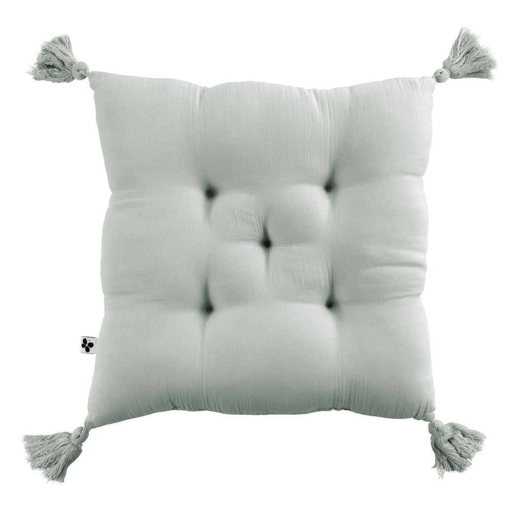 Gaïa - Coussin Capitonné 5 Pts - Double Gaze De Coton - Eucalyptus