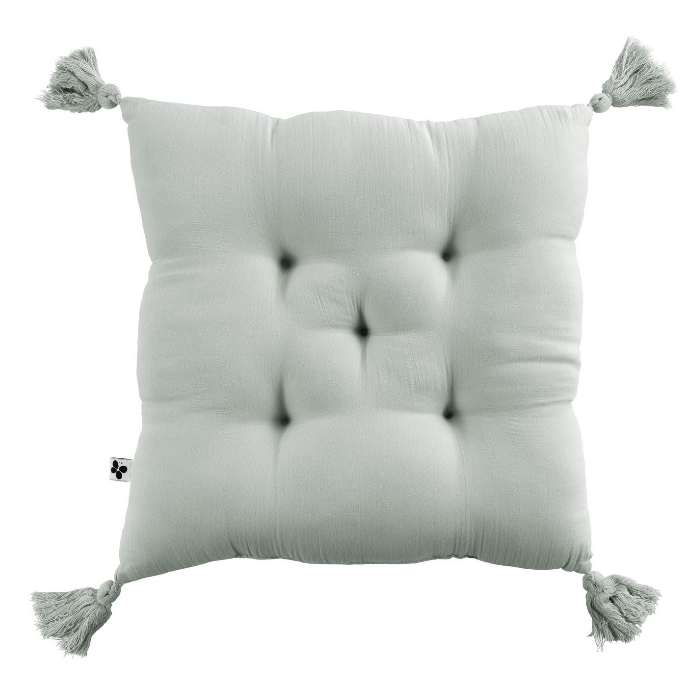 Gaïa - Coussin Capitonné 5 Pts - Double Gaze De Coton - Eucalyptus