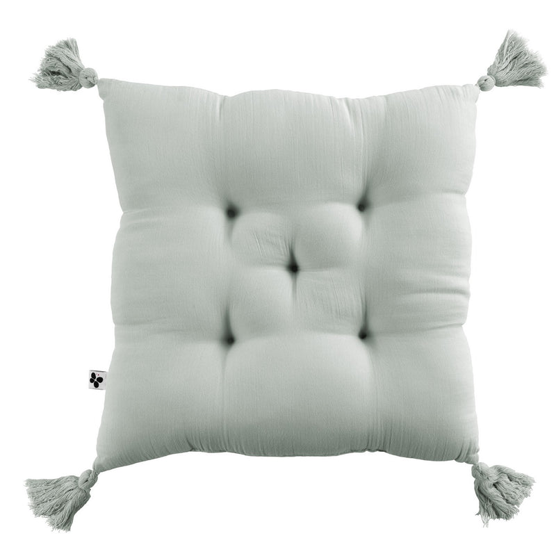 Coussin Capitonné 5 Pts - Double Gaze De Coton - Gaïa - Eucalyptus