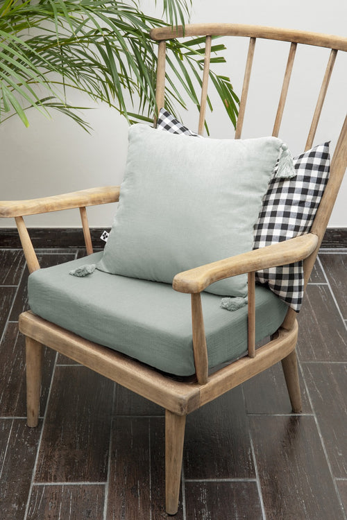 Coussin Déhoussable - Double Gaze De Coton Unie - Gaïa - Eucalyptus