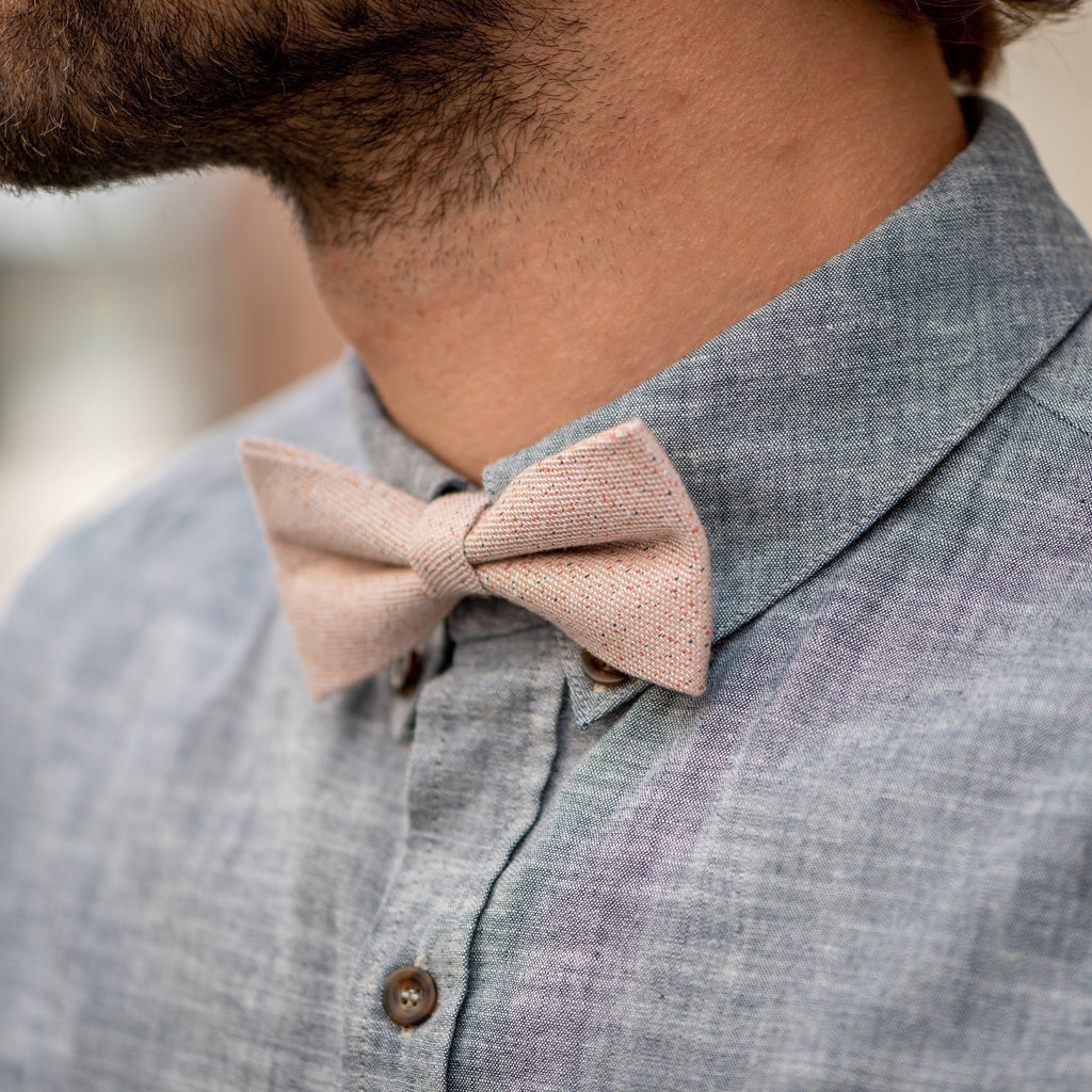 Wool Bow Tie - Beige and Brick