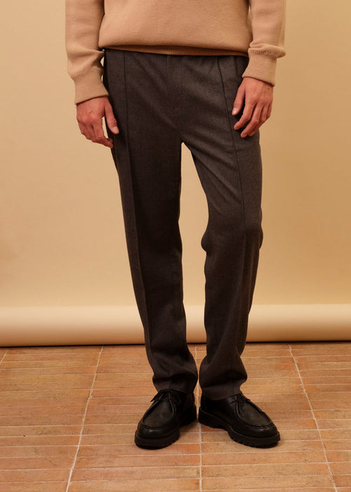 BELTED WOOL GRAY PANTS