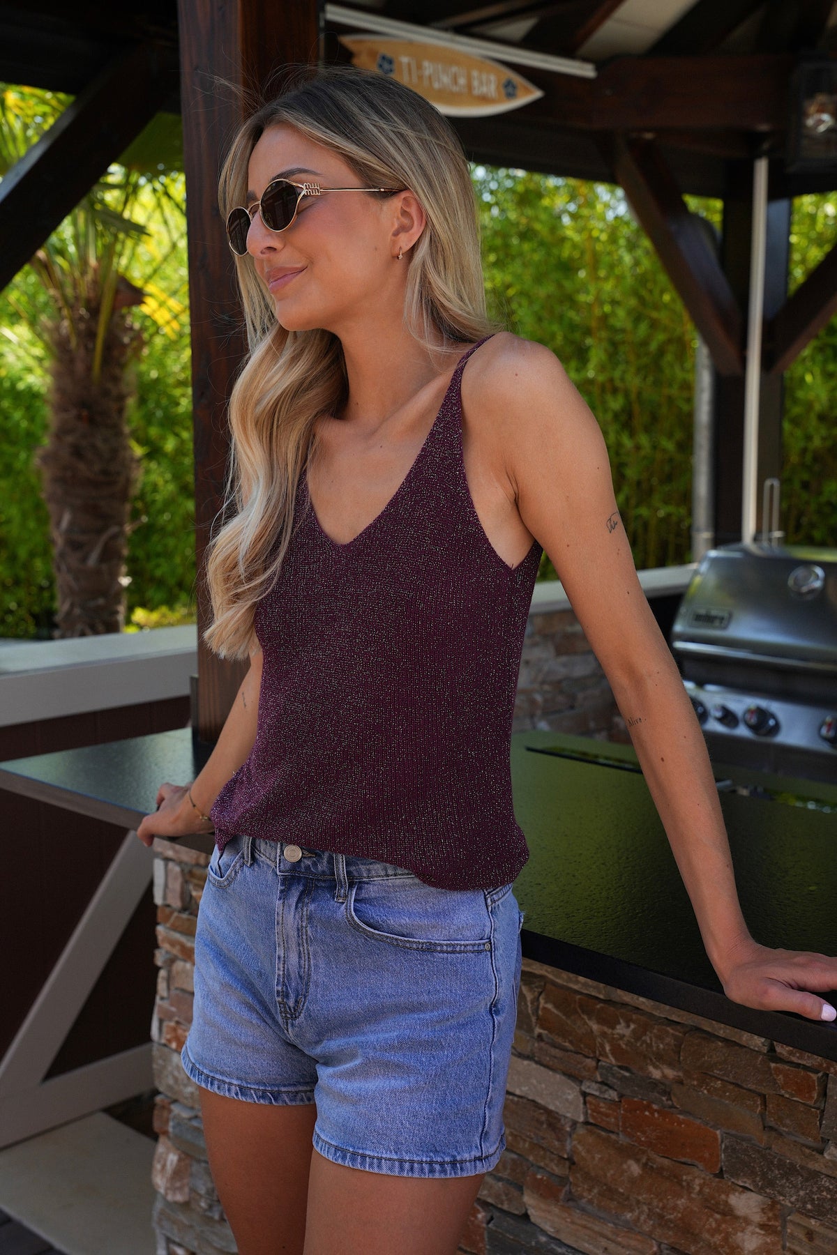 Norra Sequin Top - Plum