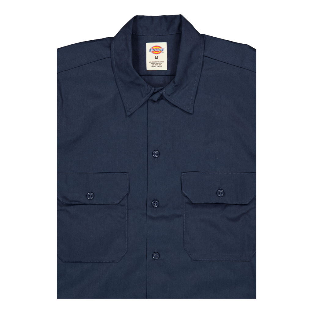 Dickies Men'S Cotton Long Sleeve Overshirt Navy Blue Dk0A4Xk7Dnx1 - Dark Navy