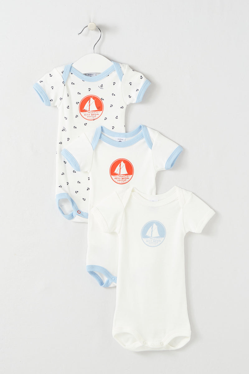 3 Bodies - Azul Y Blanco - Bebé Niña