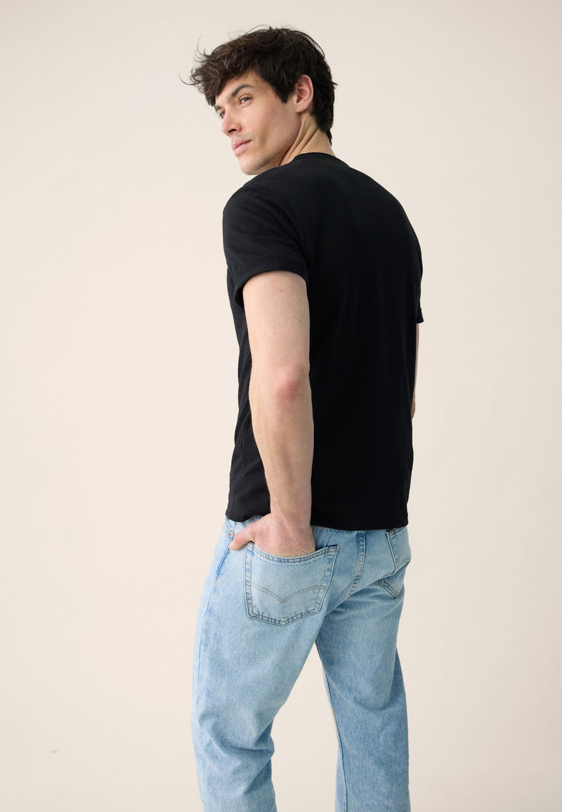 T-Shirt Homme Noir À Manches Courtes En Coton - Formidable Noir