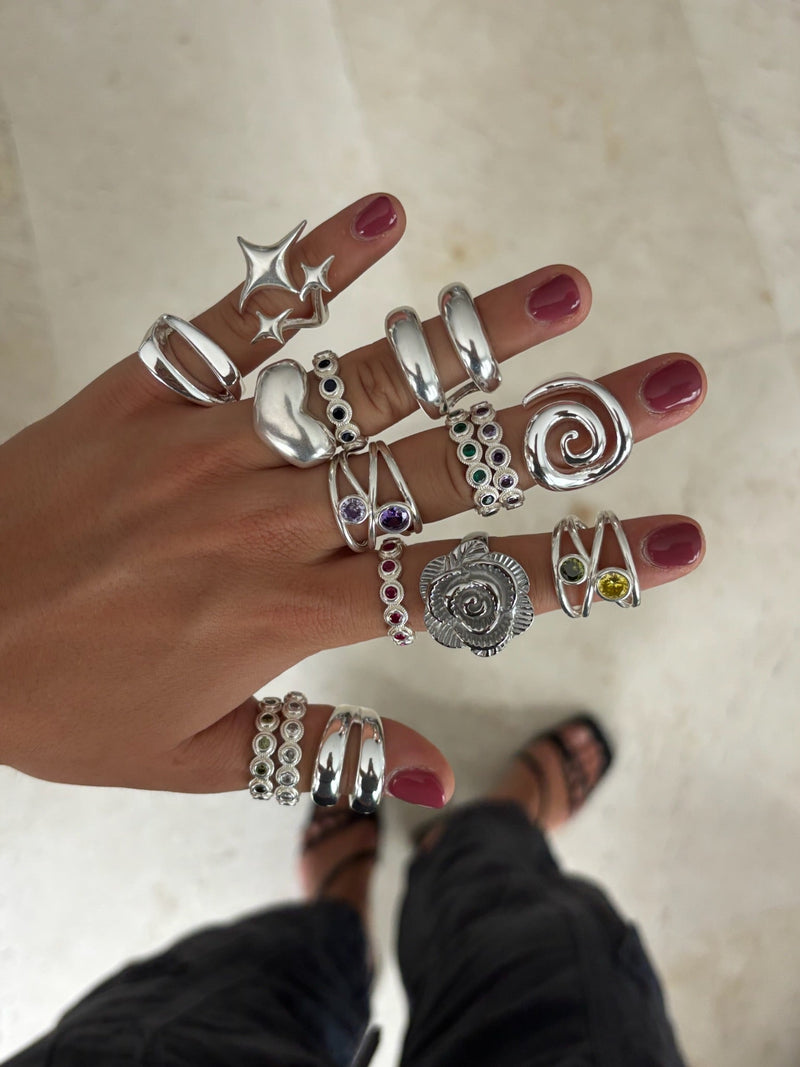 Anillo Plata Triple Estrella