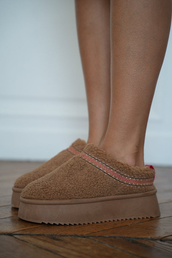 Shearling-Style Mules - Taz Camel