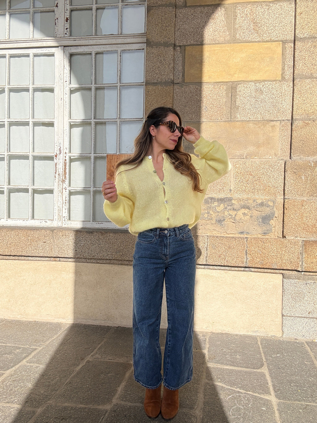 Jersey de punto de lana Bianca amarillo claro