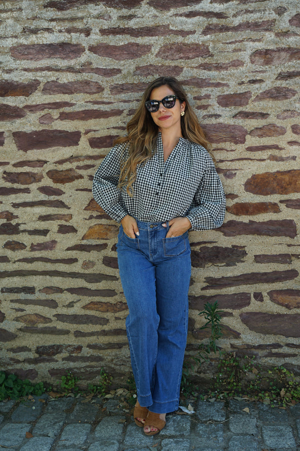 Blouse Vichy Noire Clothilde