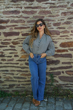 Clothilde black gingham blouse