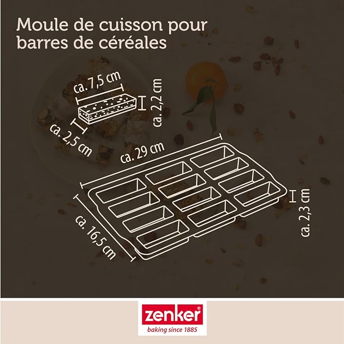 Zenker - Moule En Silicone Pour 12 Barres De Muesli Zenker Sweet Sensation - Beige