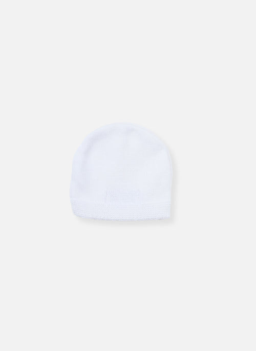 Bonnet En Coton - Bouton De Rose - Blanc