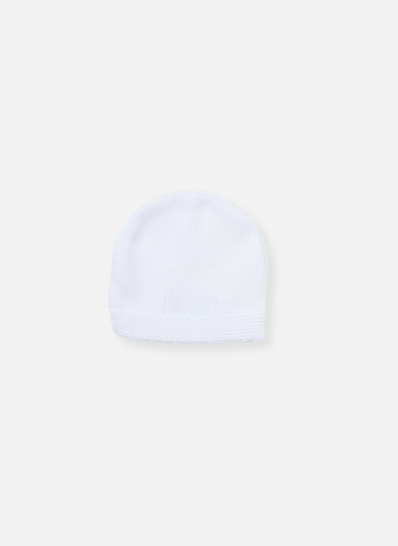 Bonnet En Coton - Bouton De Rose - Blanc