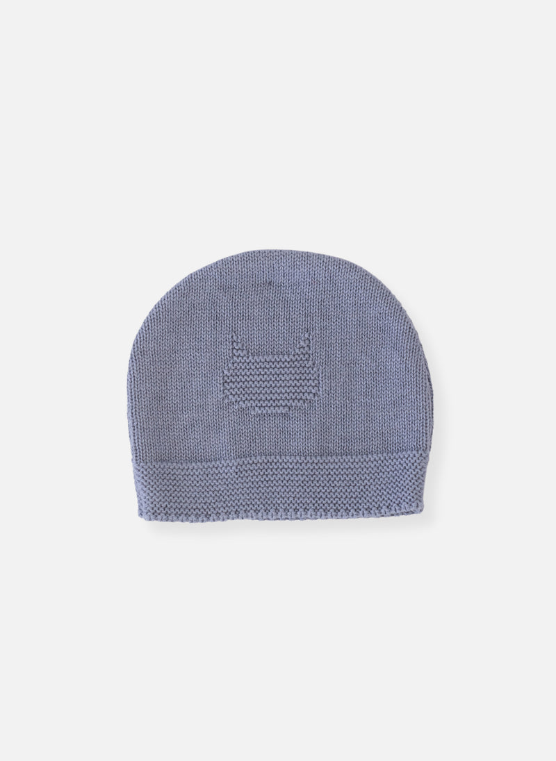 Bonnet En Coton Petits Chats - Bleu Orage