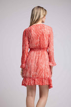 Short Long Sleeve Dress - Print Red