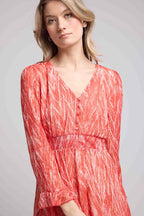 Short Long Sleeve Dress - Print Red