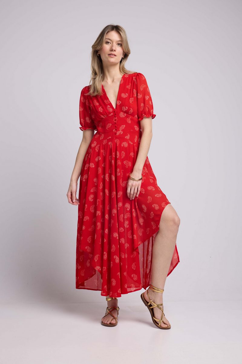 Vestido Largo - Bandana Rojo