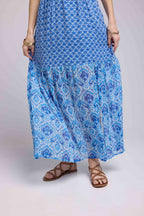 Vestido Largo Manga Corta - Bandana Azul