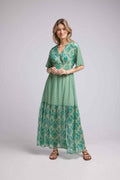 Robe Longue Manches Courtes - Bandana Vert