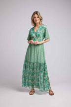 Robe Longue Manches Courtes - Bandana Vert