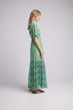 Robe Longue Manches Courtes - Bandana Vert