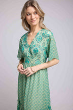 Robe Longue Manches Courtes - Bandana Vert