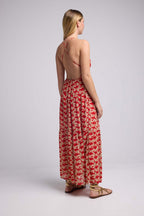 Robe Long Bretelles - Cachemire Rouge