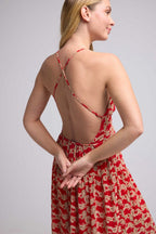 Robe Long Bretelles - Cachemire Rouge