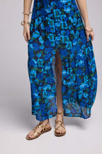 Vestido Largo con Tirantes - Flores Azul