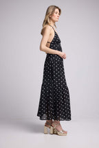 Robe Long Bretelles - Pois Noir