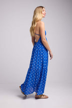 Robe Long Bretelles - Pois Bleu