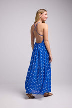 Robe Long Bretelles - Pois Bleu