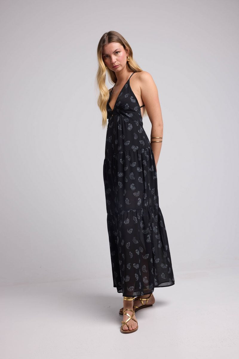 Robe Long Bretelles - Bandana Noir