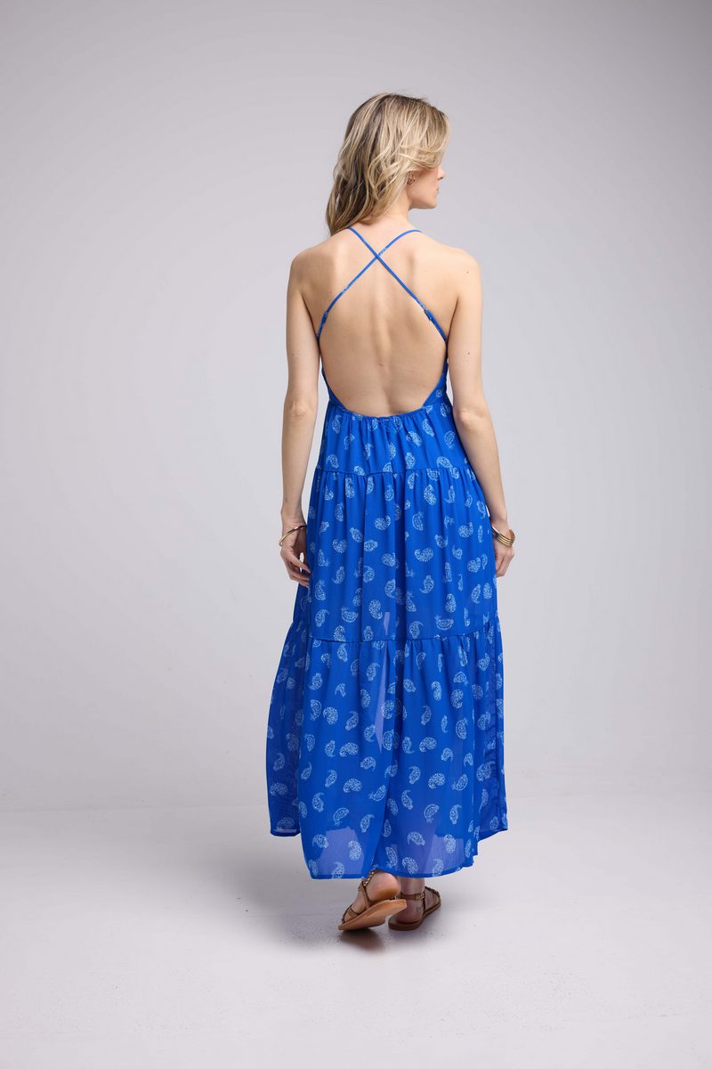 Robe Long Bretelles - Bandana Bleu