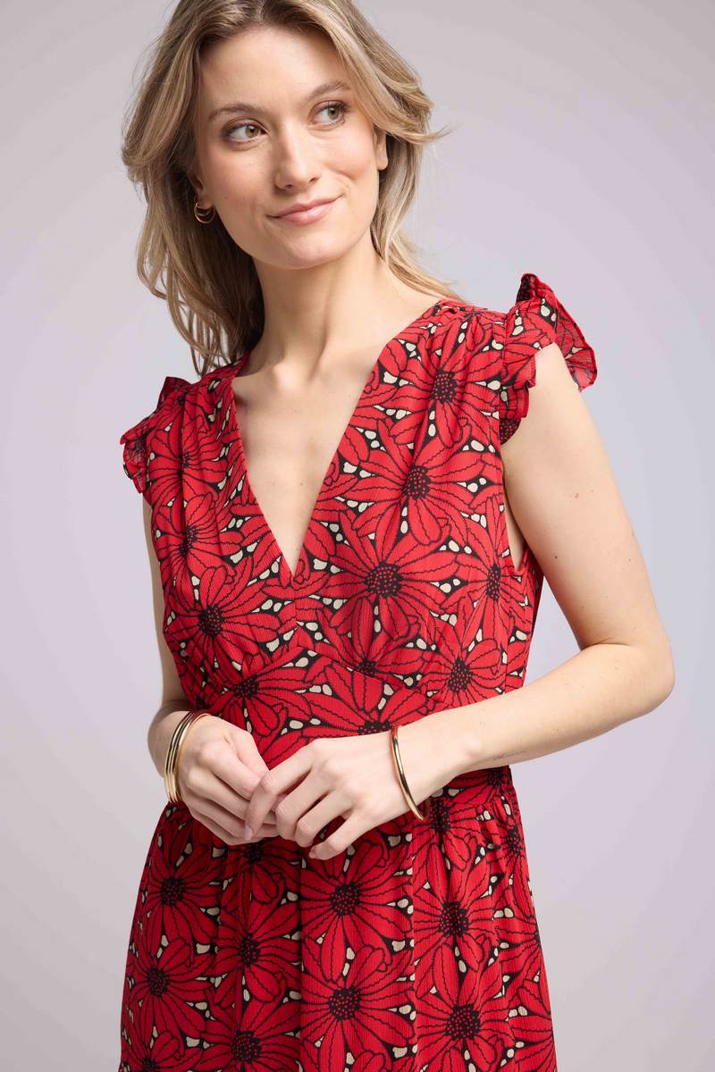 Robe Longue - Fleur Rouge