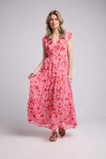 Vestido Largo - Flor Rosa Roja