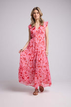 Vestido Largo - Flor Rosa Roja