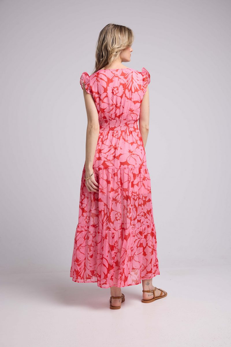 Vestido Largo - Flor Rosa Roja
