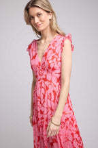 Vestido Largo - Flor Rosa Roja