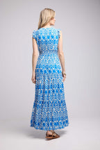 Vestido largo sin mangas - Azul Blanco