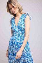 Vestido largo sin mangas - Azul Blanco