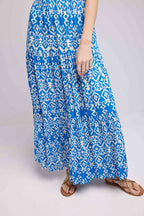 Vestido largo sin mangas - Azul Blanco