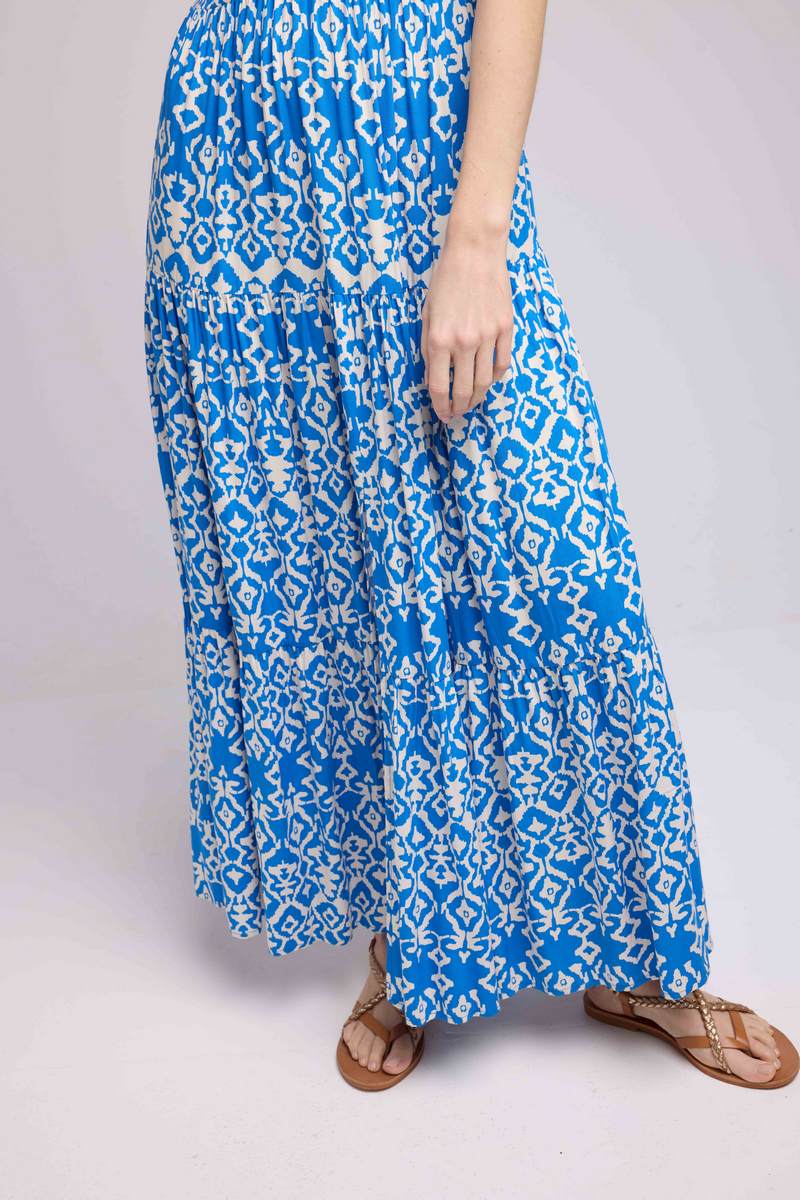 Vestido largo sin mangas - Azul Blanco